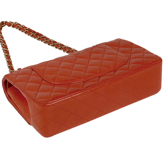 Chanel Bag Mark Shoulder Matelasse Leather Chain Coco Orange W Flap - Picture 1 of 11